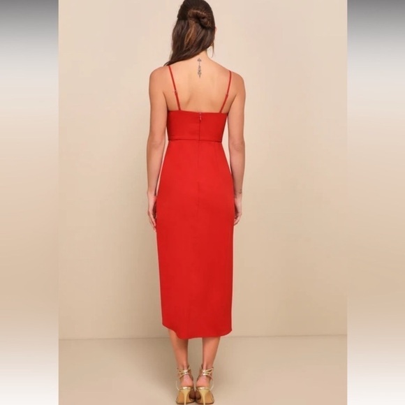 Lulus Reinette Elegant Red Women's Tulip Hem Midi Formal Dress - Picture 2 of 11
